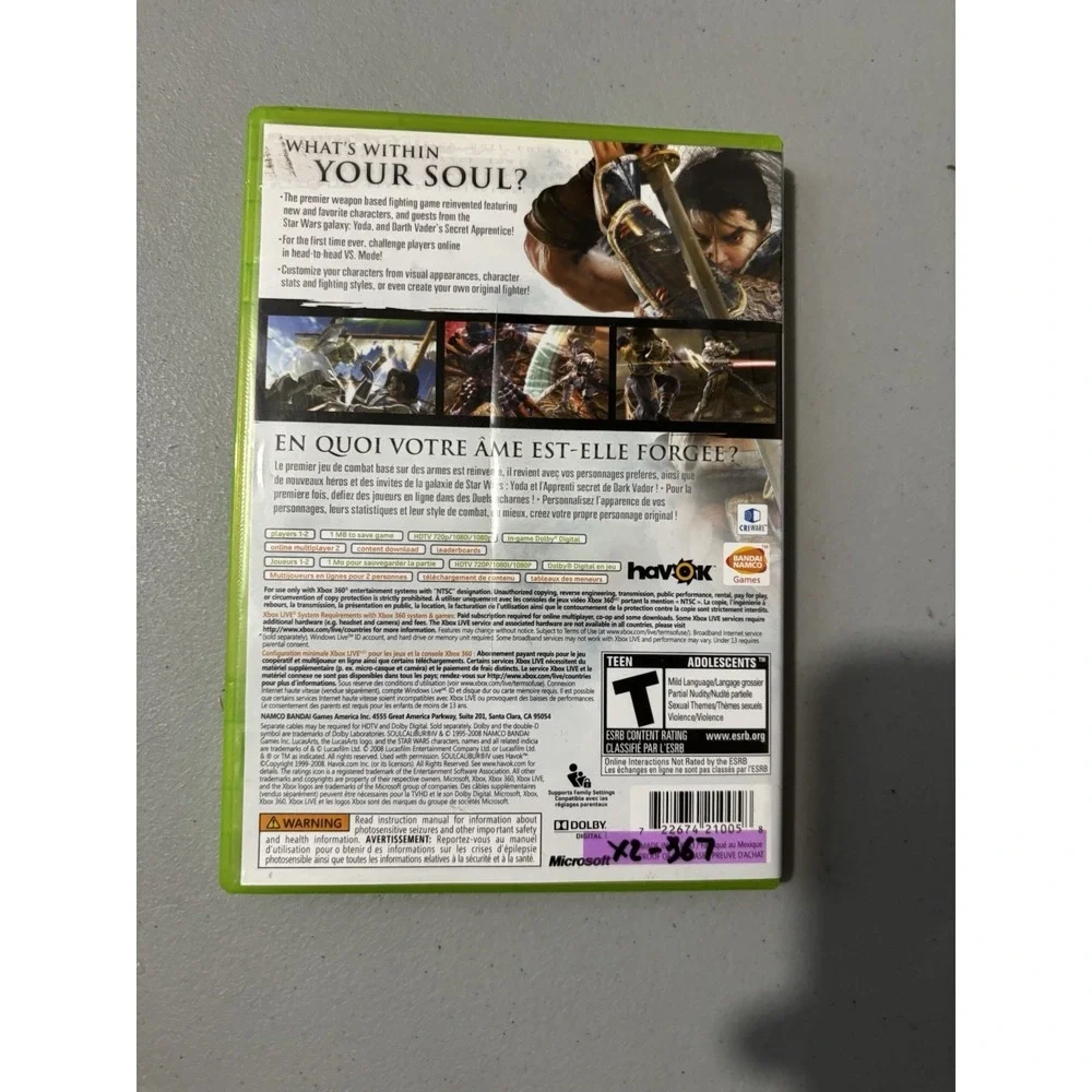 Soul Calibur IV (Microsoft Xbox 360, 2008) Used Great Condition. No Manual